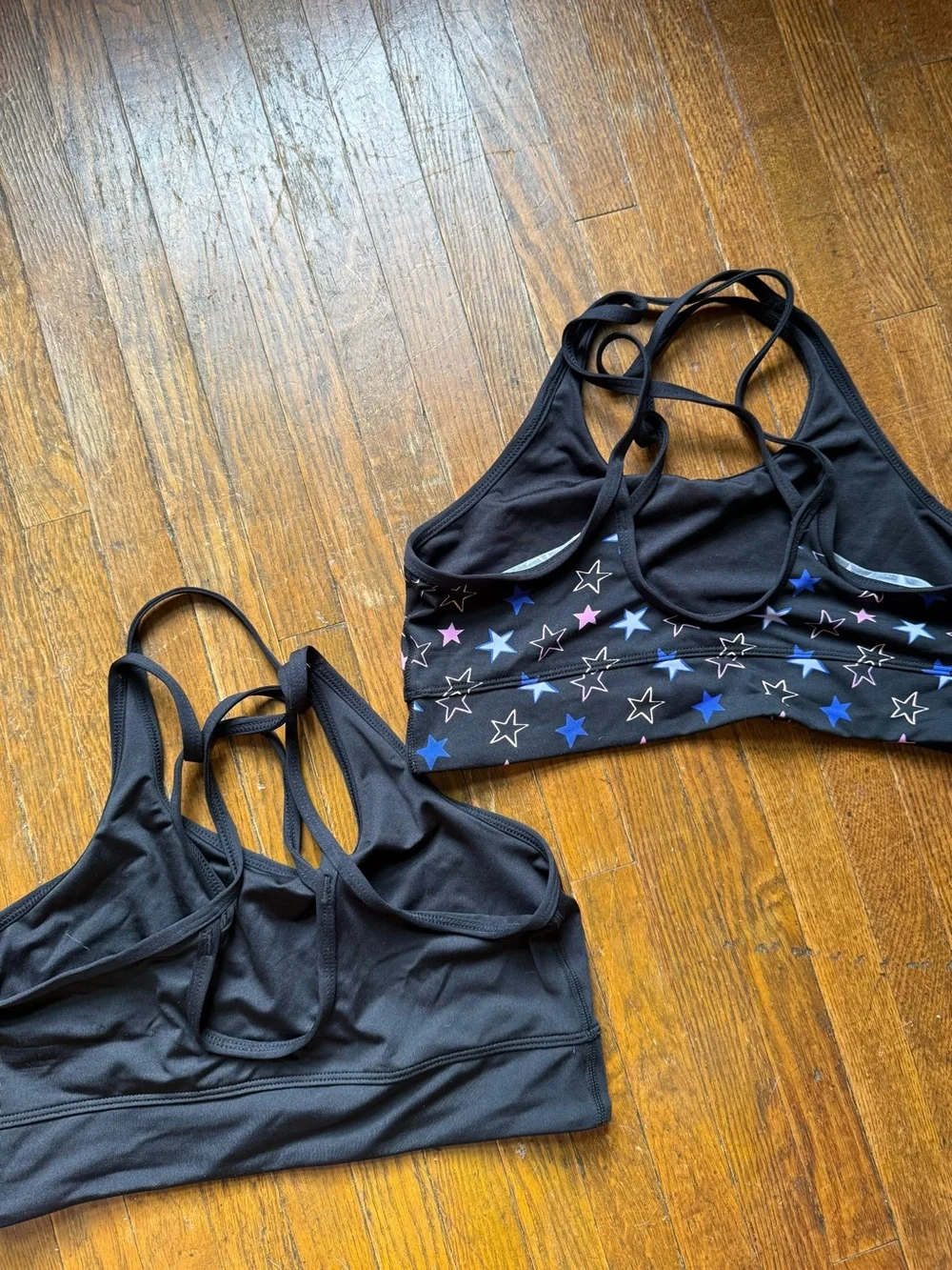Athletic Works Black & Star-Print Strappy Sports Bra Set Girls